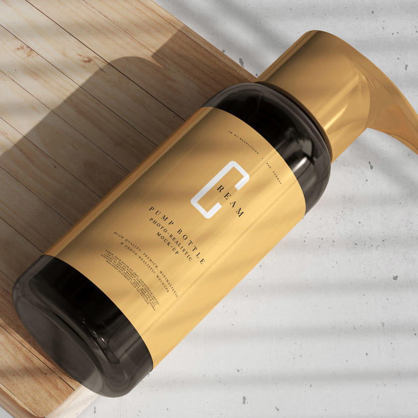 琥珀色玻璃泵瓶样机