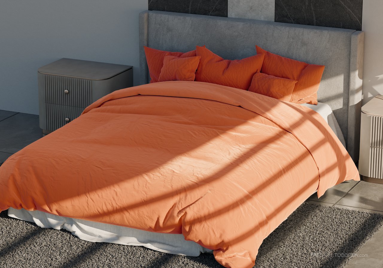 双人床床单样机