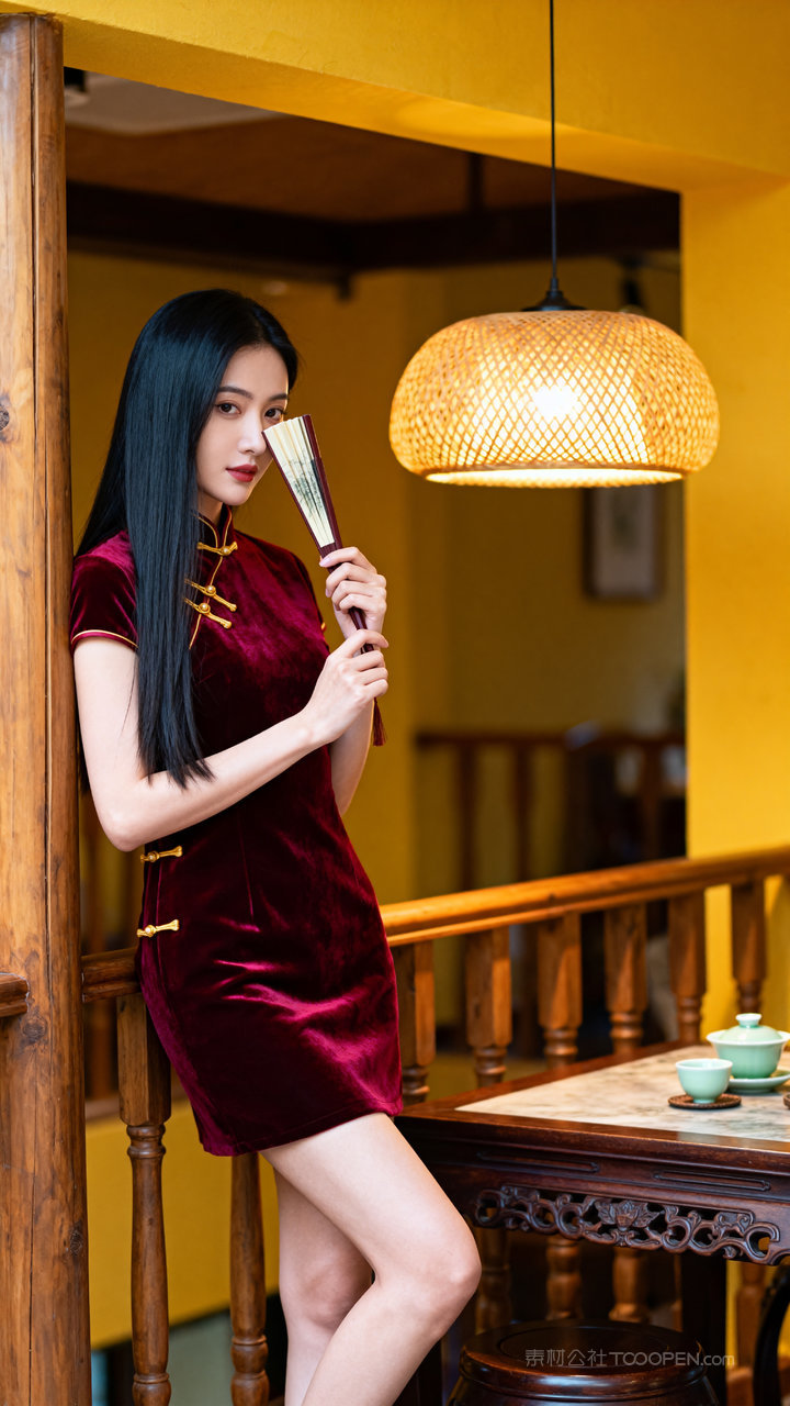 模特长腿旗袍性感女性国风美女气质