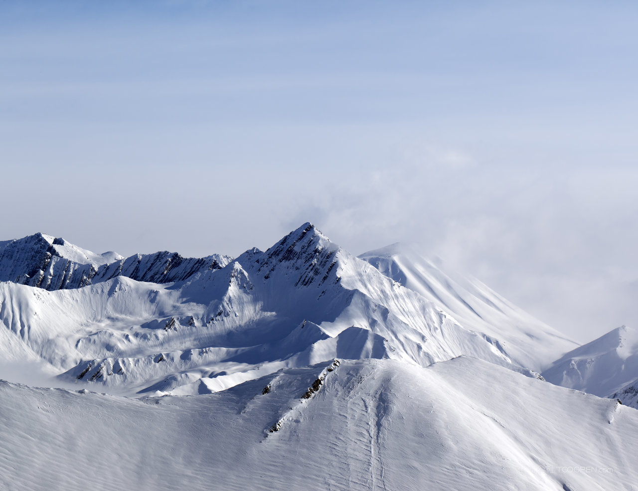 雪山雪景风景画素材