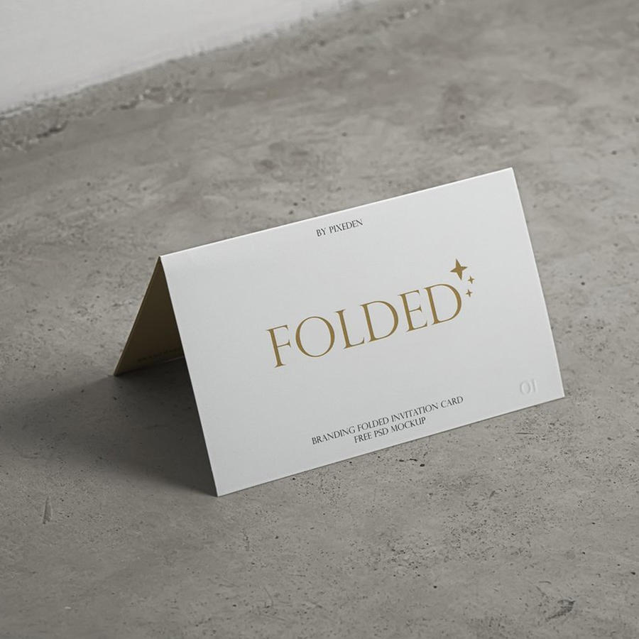 对折邀请函样机效果图贺卡请柬