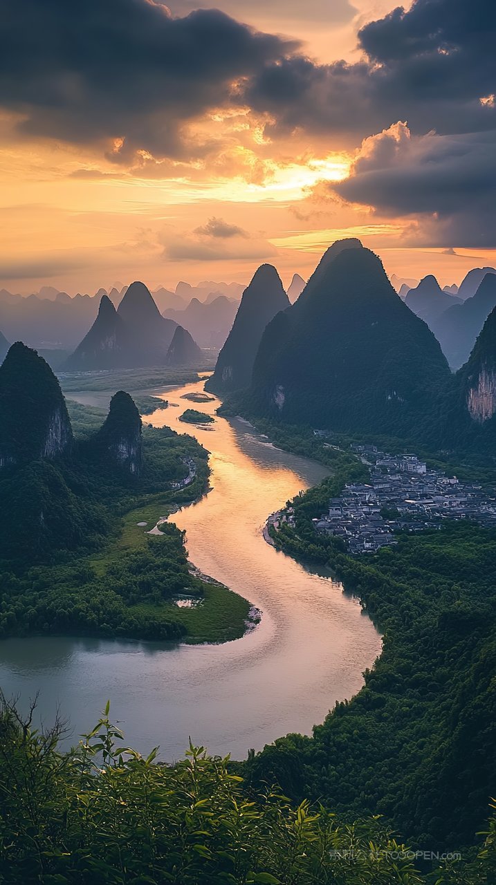 天空山峰唯美景色意境群山风景景观