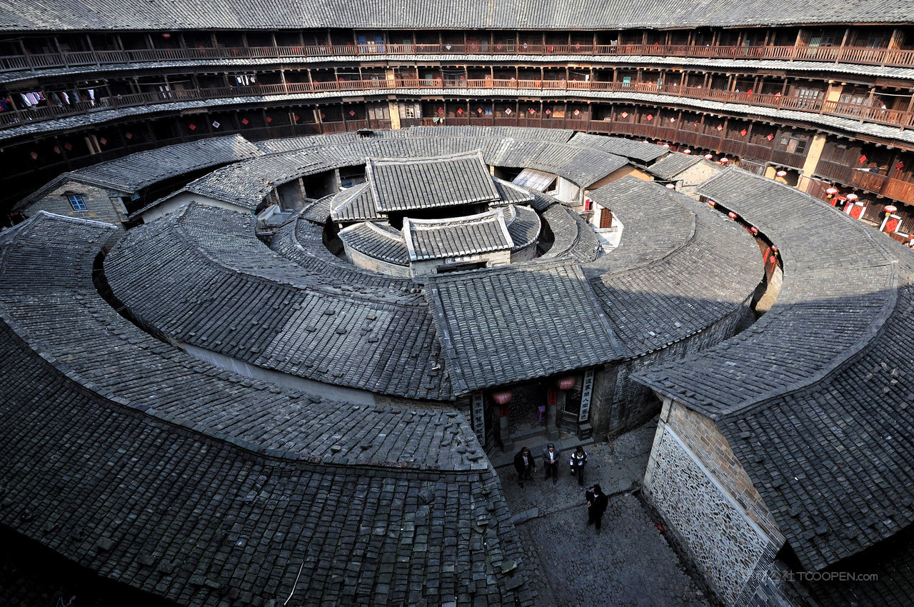 福建土楼风景画图片