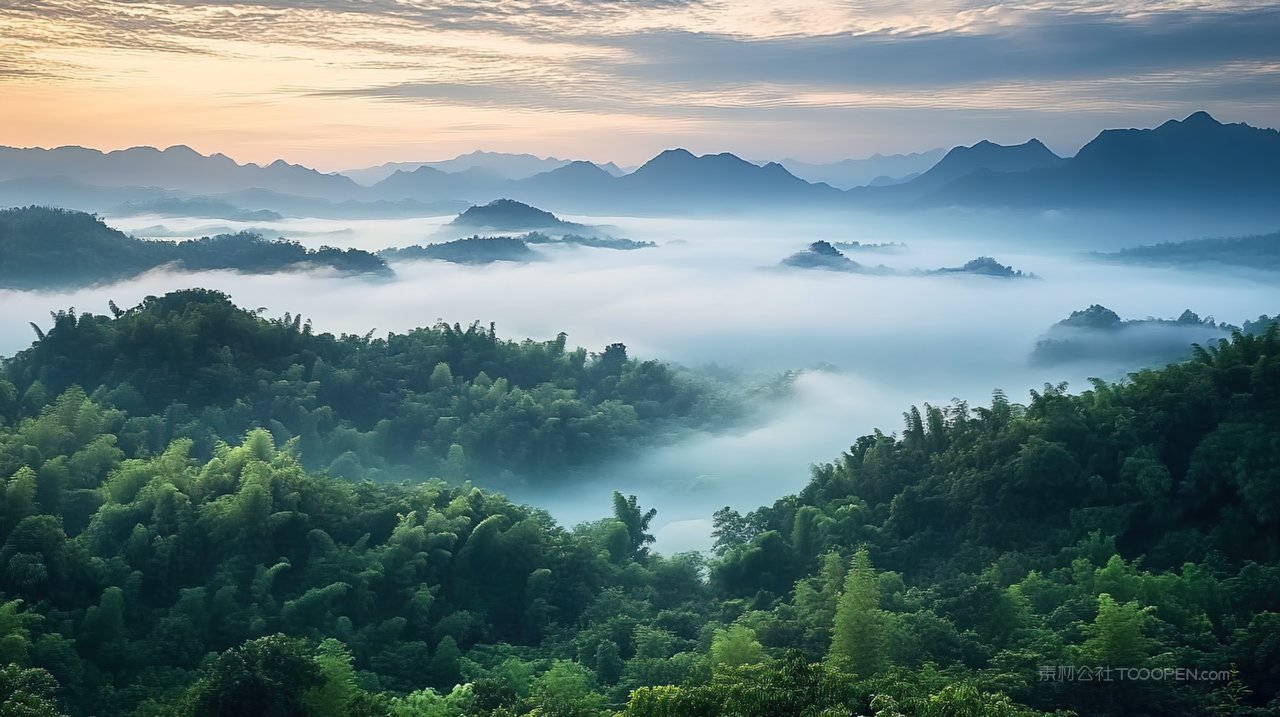 风景山脉山峰群山自然天空唯美宁静高山