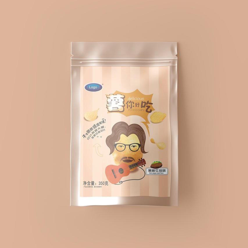 多角度薯你好吃原味薯片零食自封袋包装样机 (2)