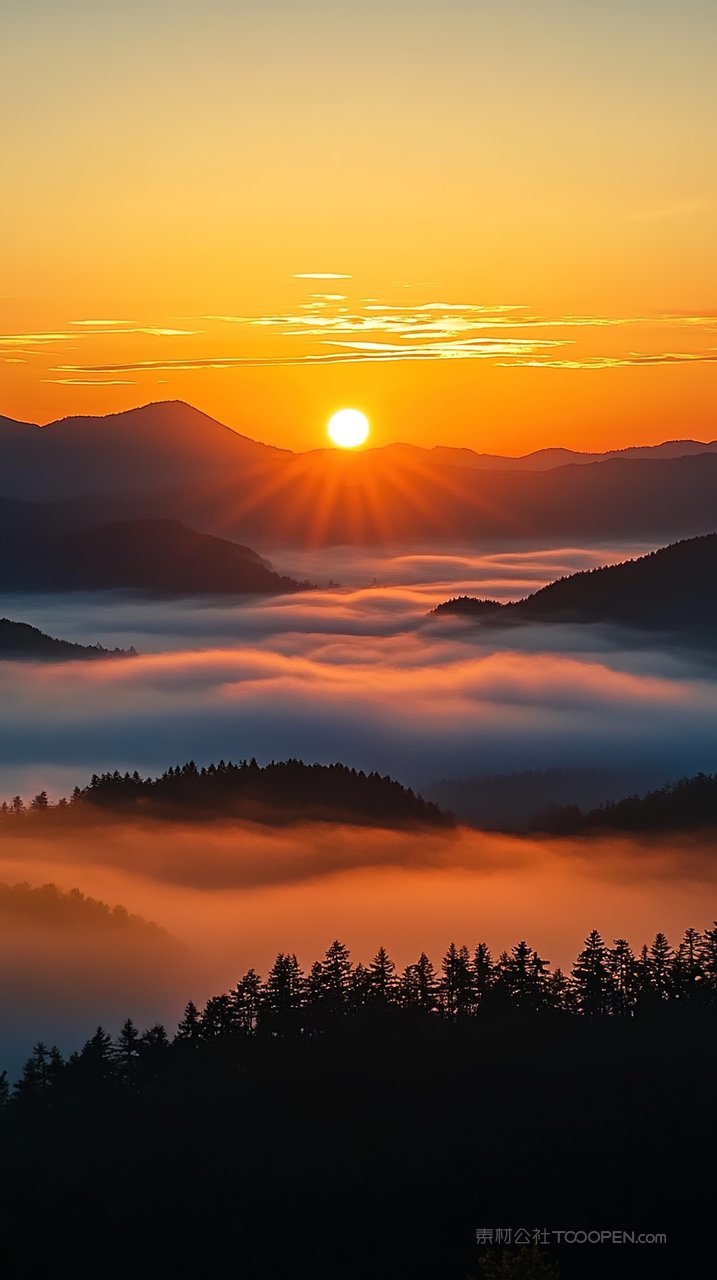 自然天空山峰宁静群山山脉唯美景色风景