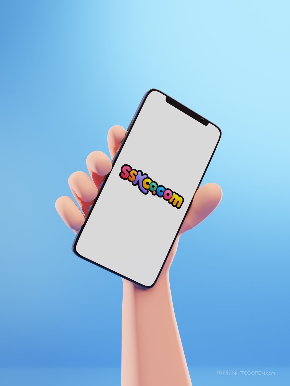 c4d立体手持手机蓝色样机