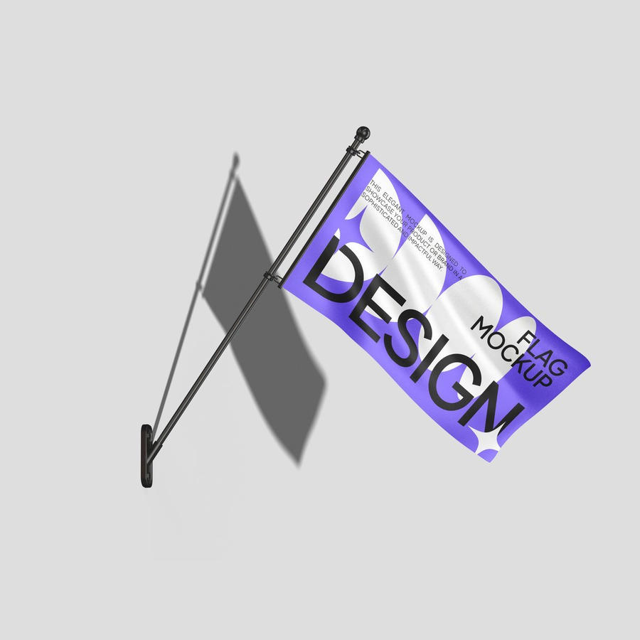 墙面上的小蓝旗样机