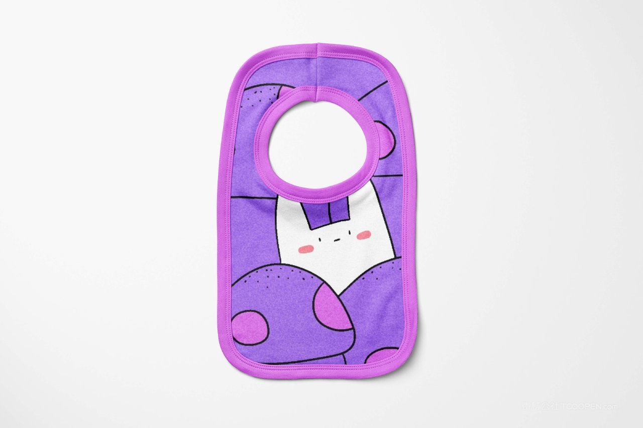 【1387期】紫色小白兔印花图案婴儿口水巾手帕样机 (3)