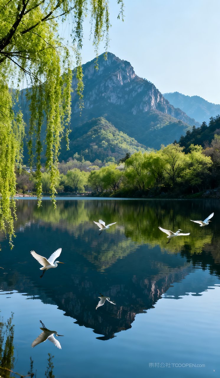 天空自然意境风景唯美河流春天山水山峰