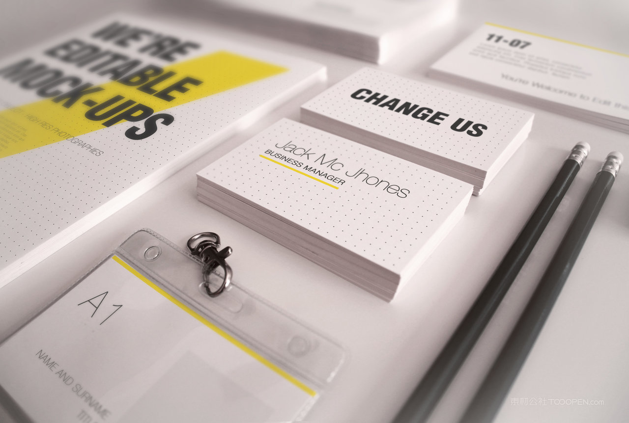 高档名片精致办公用品品牌vi贴图