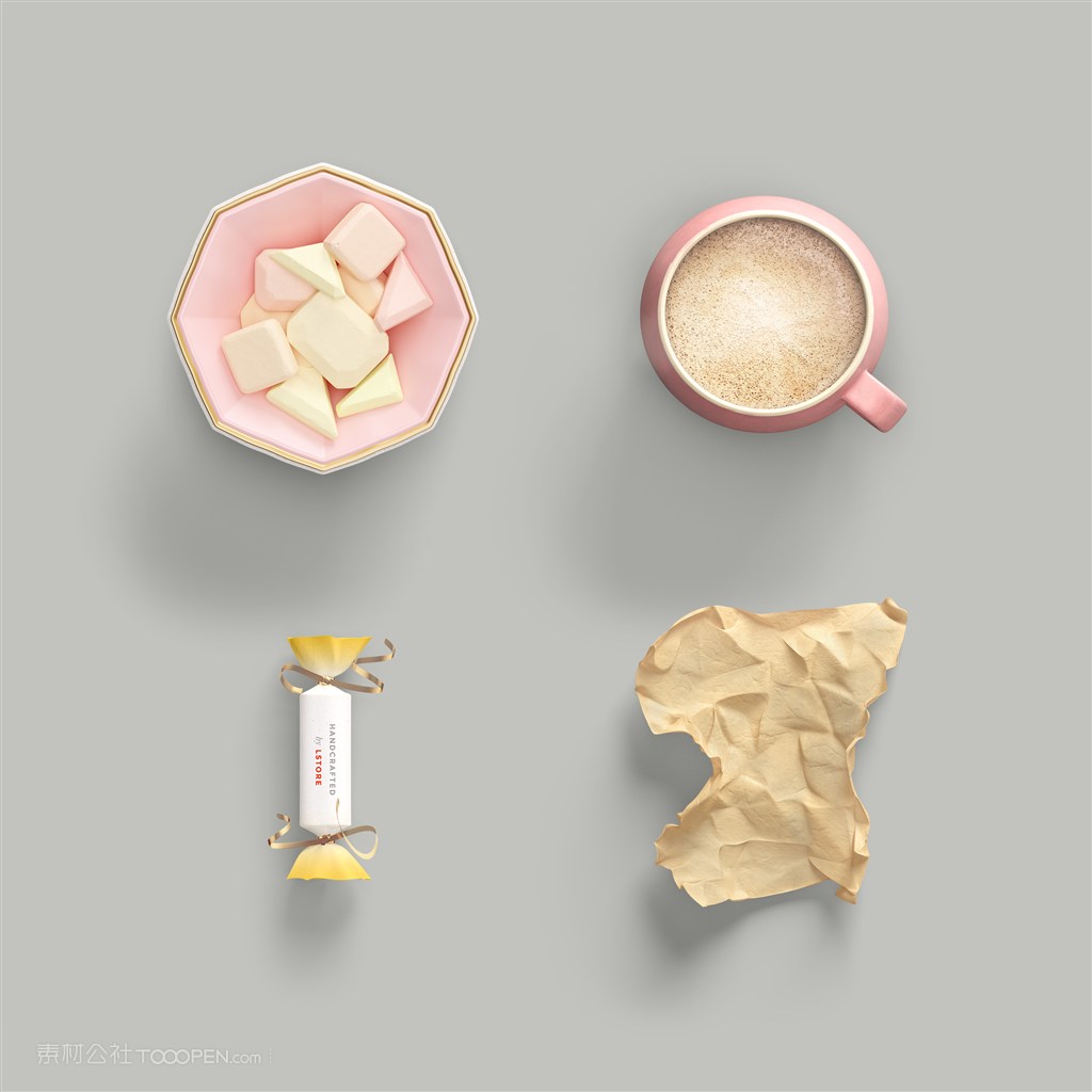 糖果咖啡女性化妆品样机素材