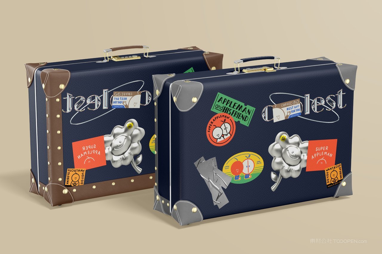 【1637期】复古手提行李箱样机 (2)