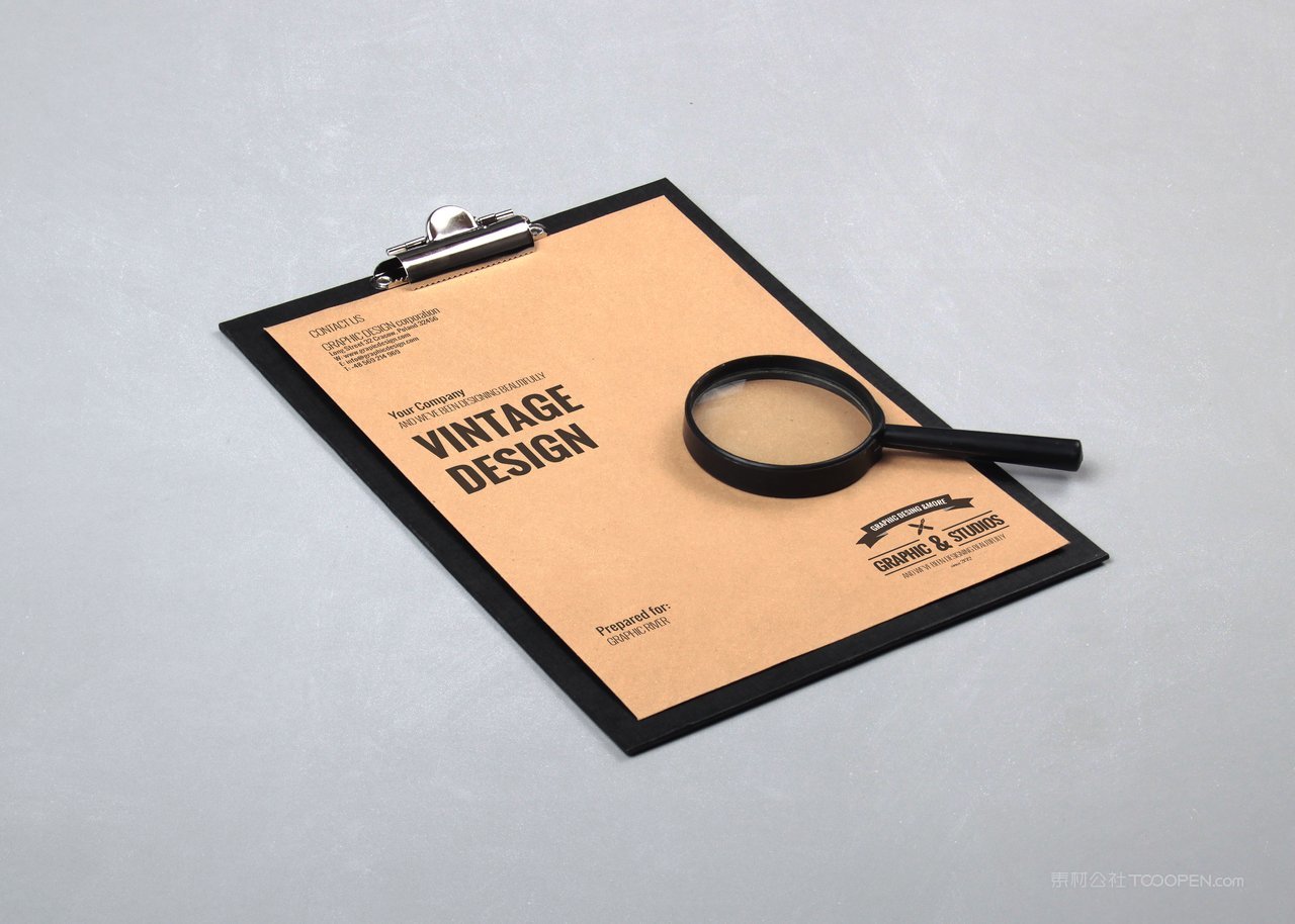 牛皮纸放大镜办公品牌vi样机贴图