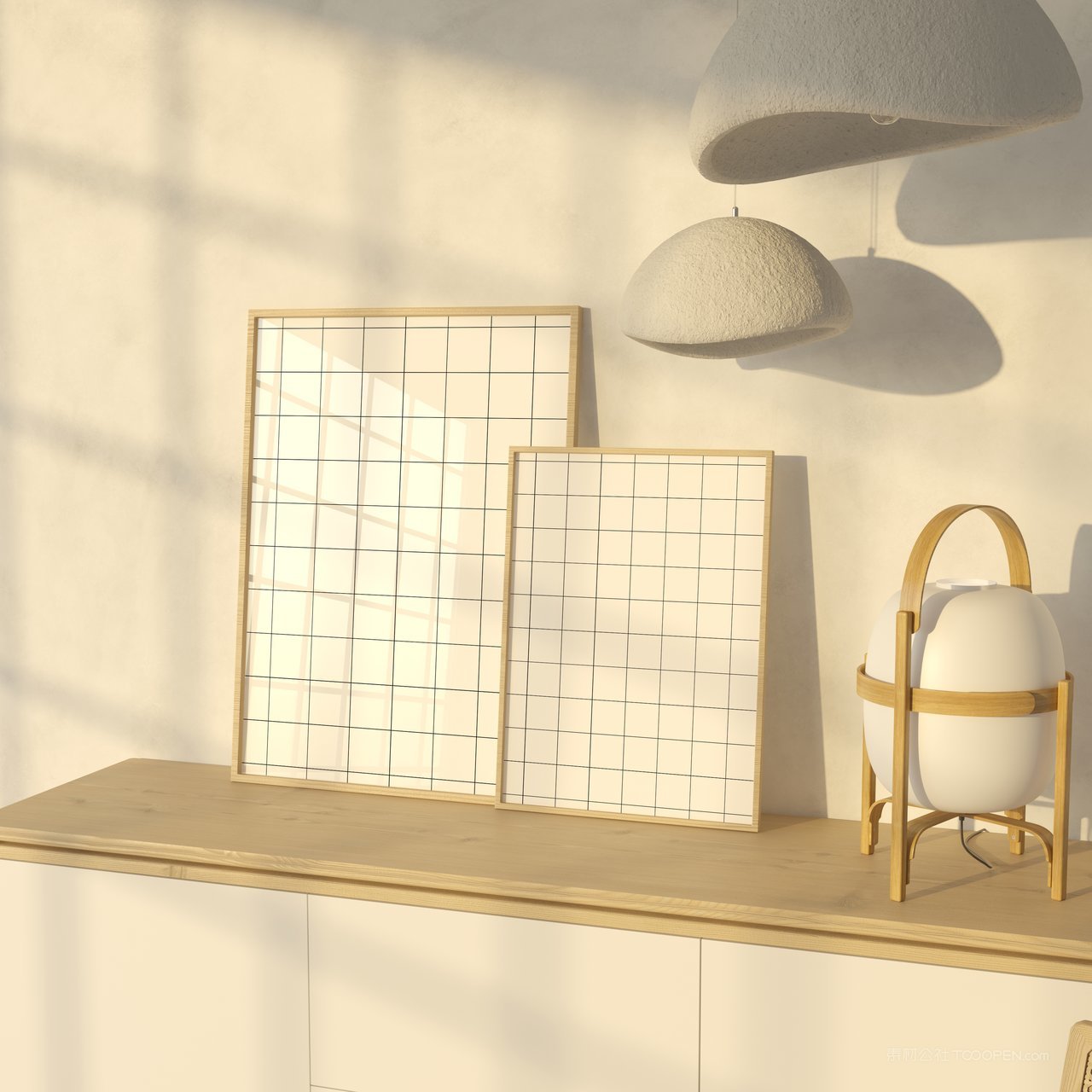 极简温暖精致挂画室内场景装饰画展会作品展示样机 (5)