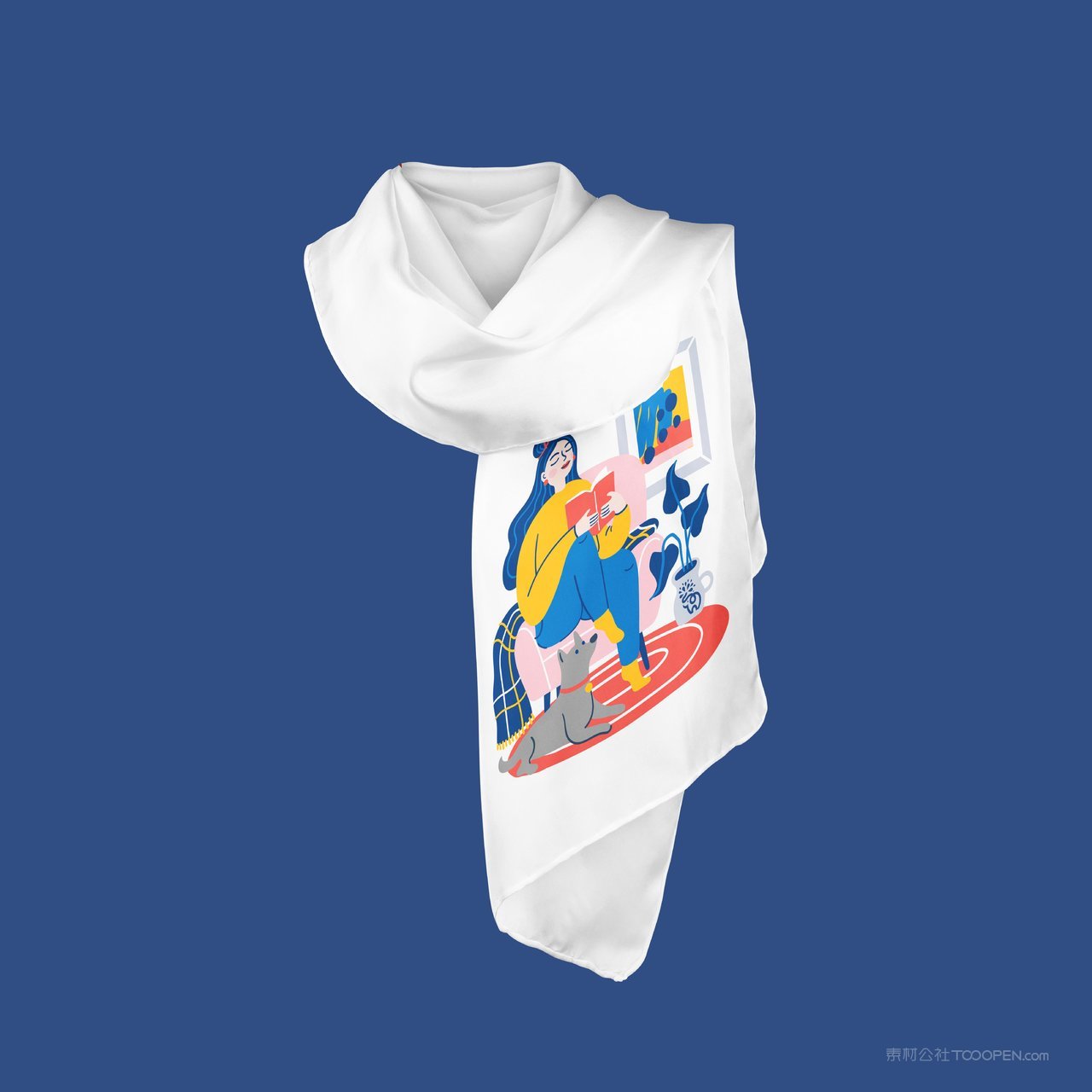 围巾丝巾蓝色品牌vi展示贴图一键样机