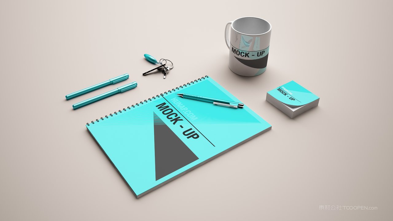 杯子 青色房地产建筑工地vi样机VI模板