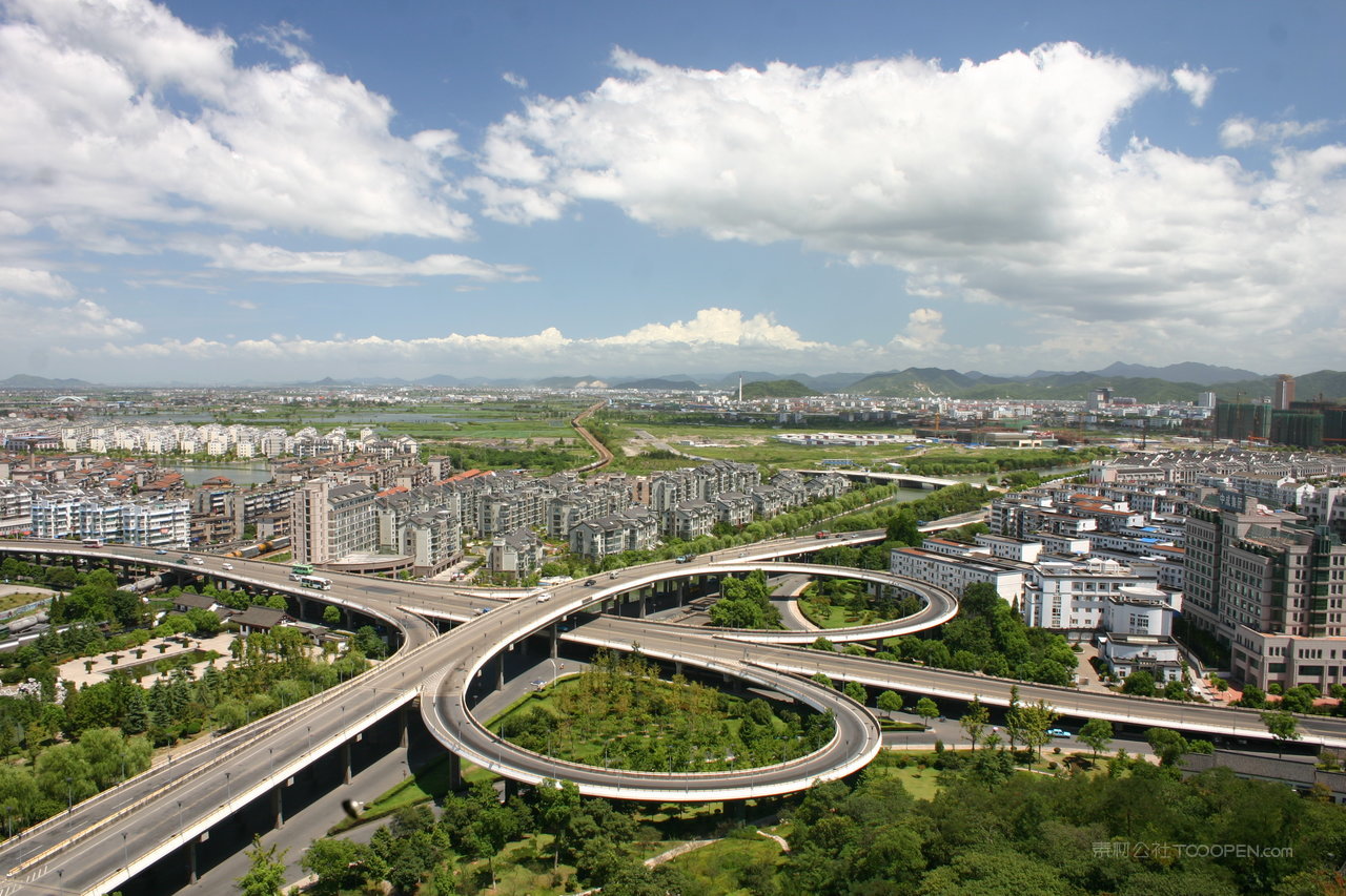 绍兴立交桥风景画图片