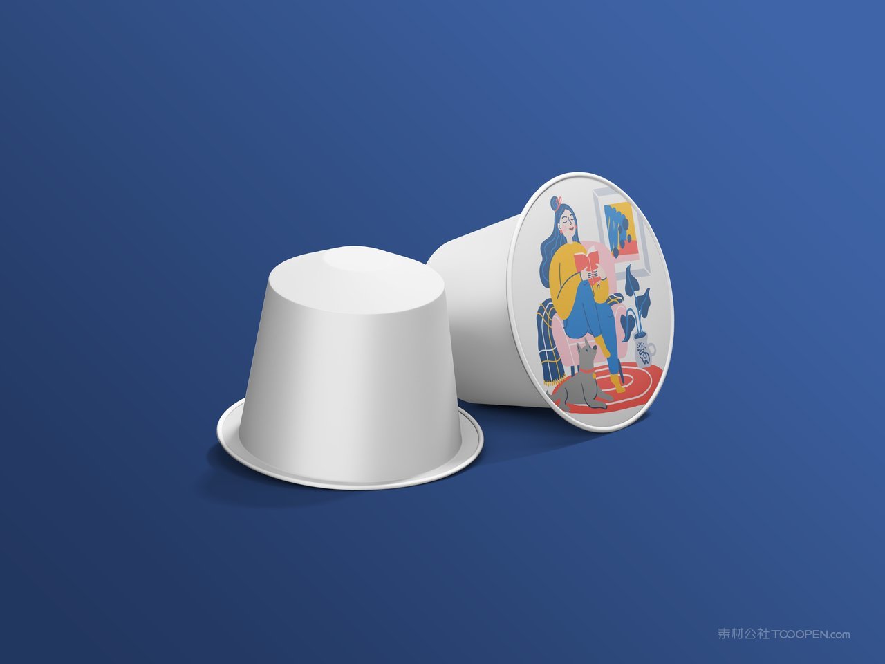 泡面桶纸杯果冻盒蓝色品牌vi展示贴图一键样机