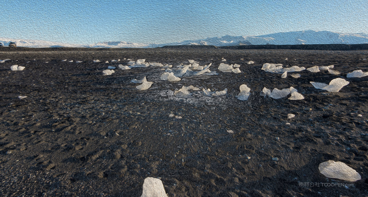 冰块冰川湖泊风景画图片
