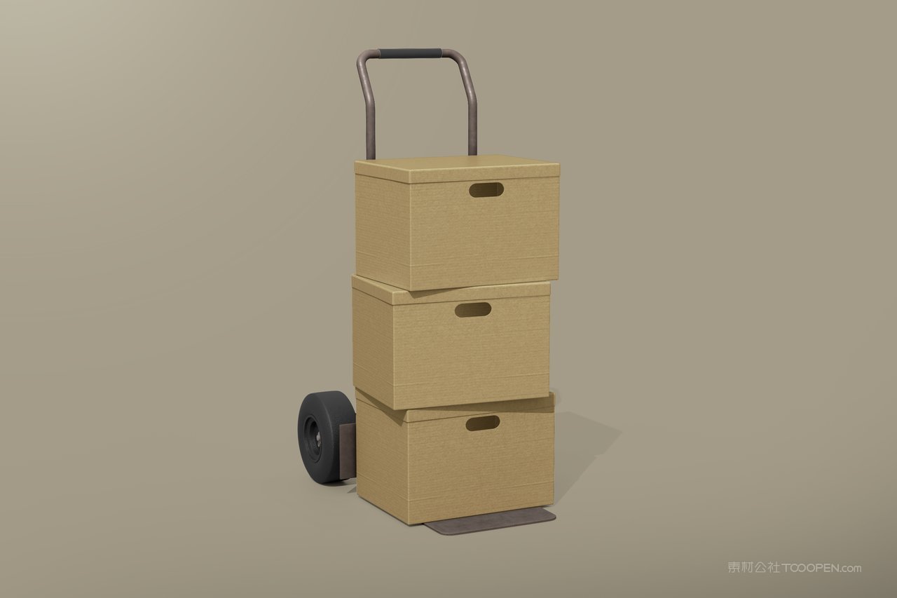 拉车叠加纸箱样机