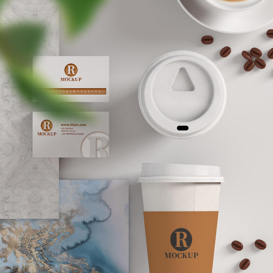 高端质感咖啡店咖啡vi样机