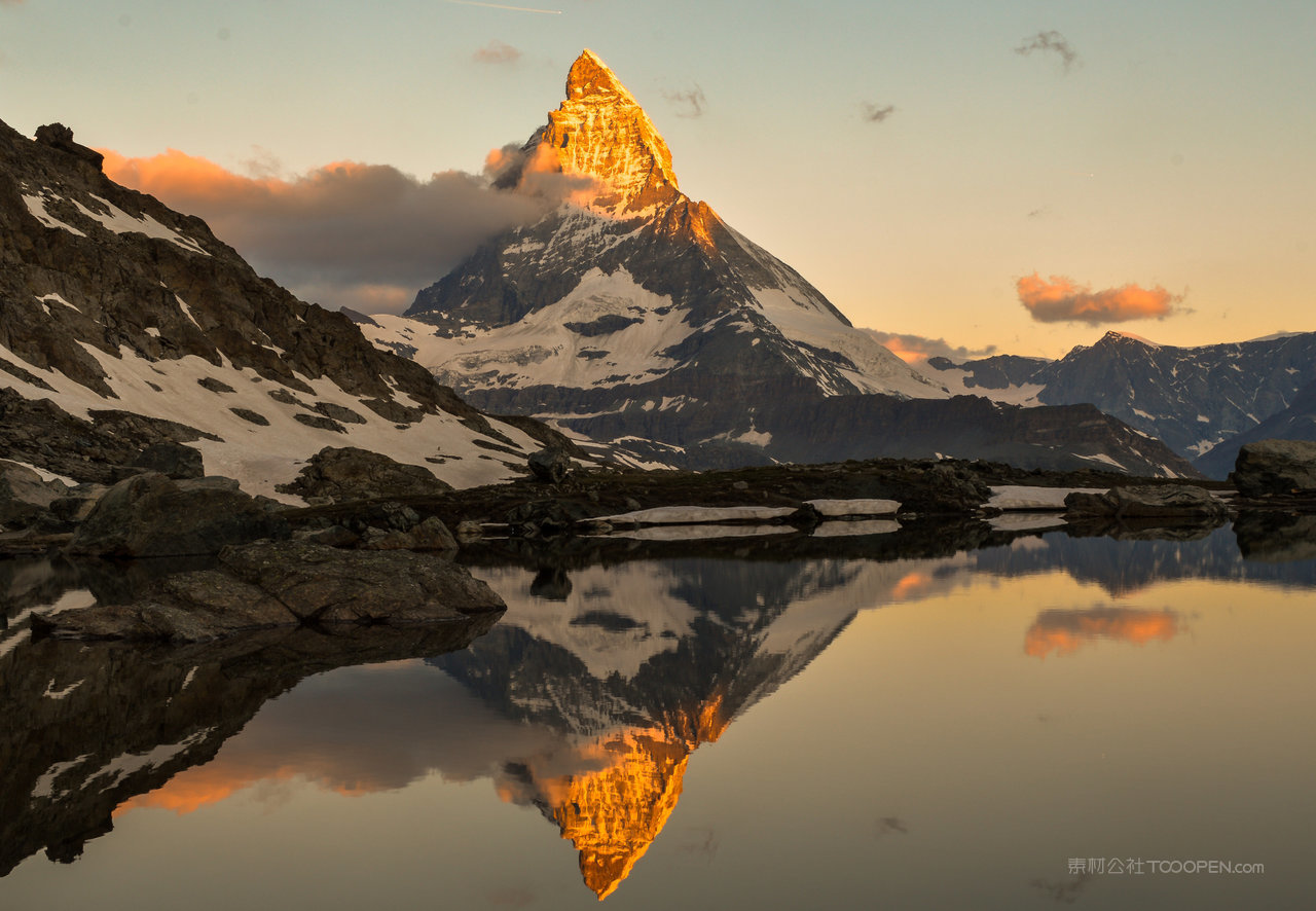 唯美瑞士山脉山林山水风景画