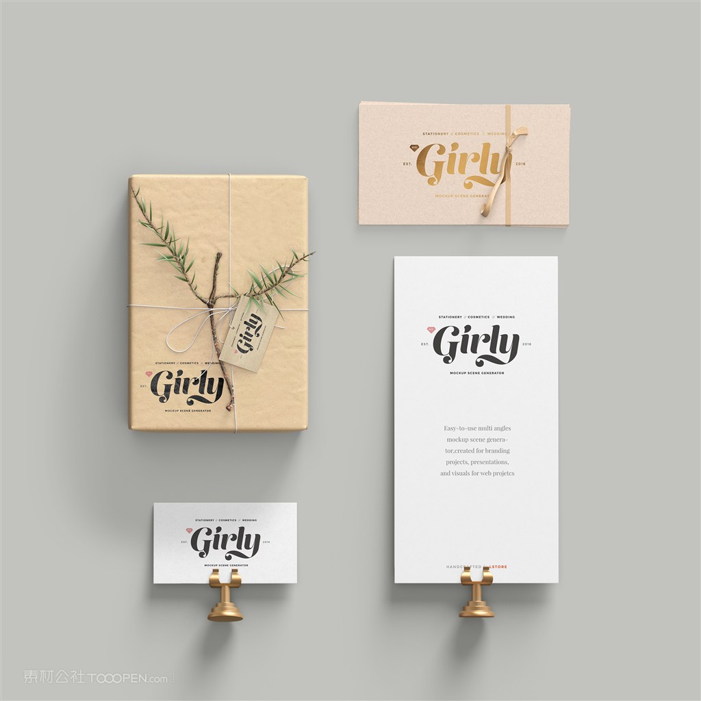 礼品包装卡片名片样机素材