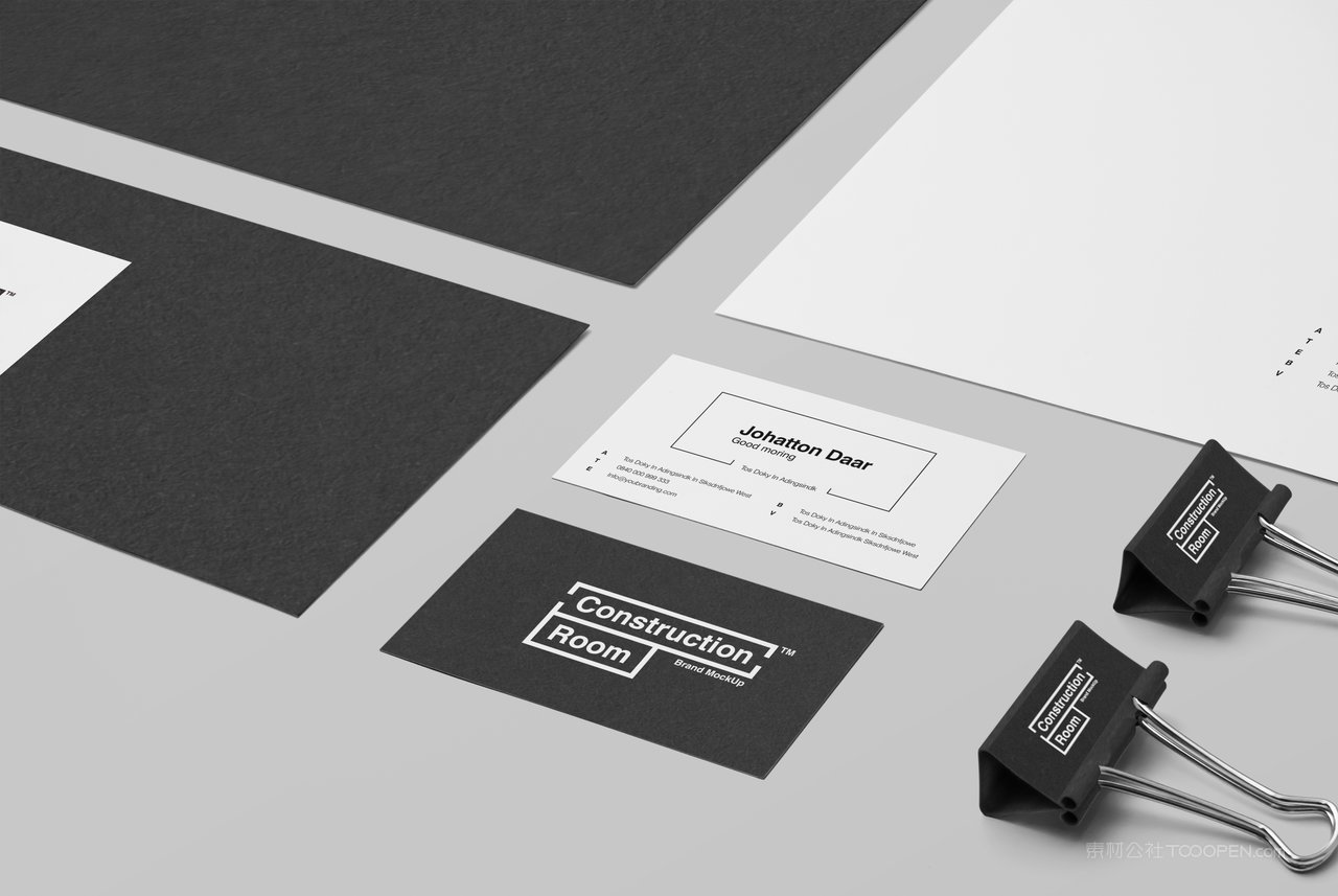 黑白名片简洁办公用品商务品牌vi样机