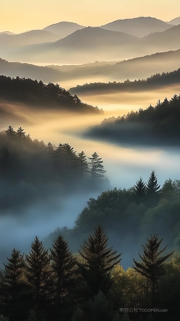 高山群山宁静天空山脉意境山峰唯美风景