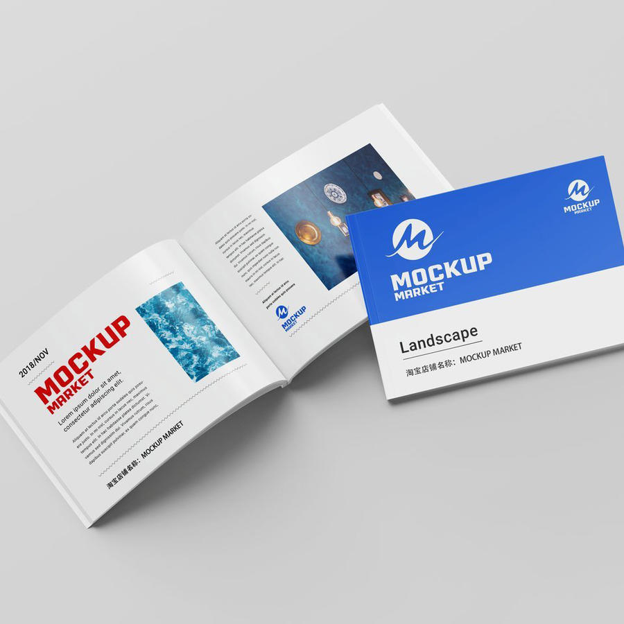 蓝色横版手册高品质psd样机 (5)