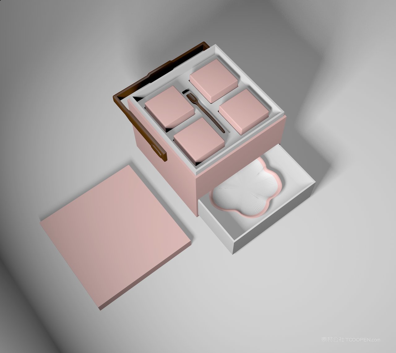 粉红色高档礼品盒场景样机