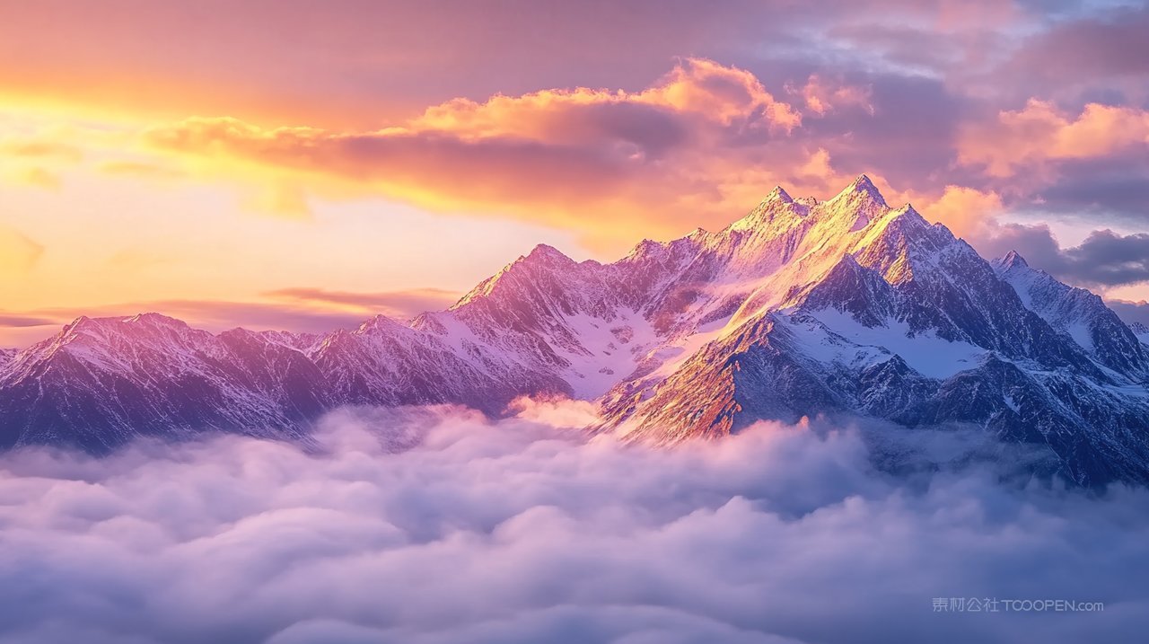 山脉宁静高山唯美天空自然群山山峰风景