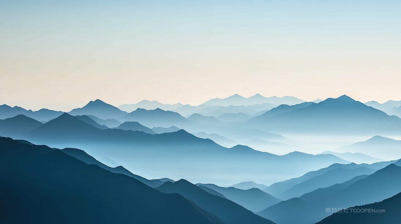 宁静唯美山峰群山天空自然山脉风景高山