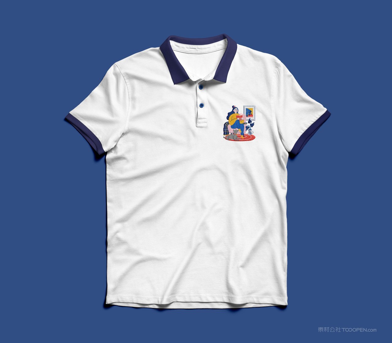 白色t恤蓝色品牌vi展示贴图一键样机