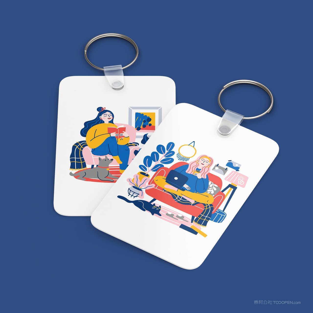 钥匙扣蓝色品牌vi展示贴图一键样机