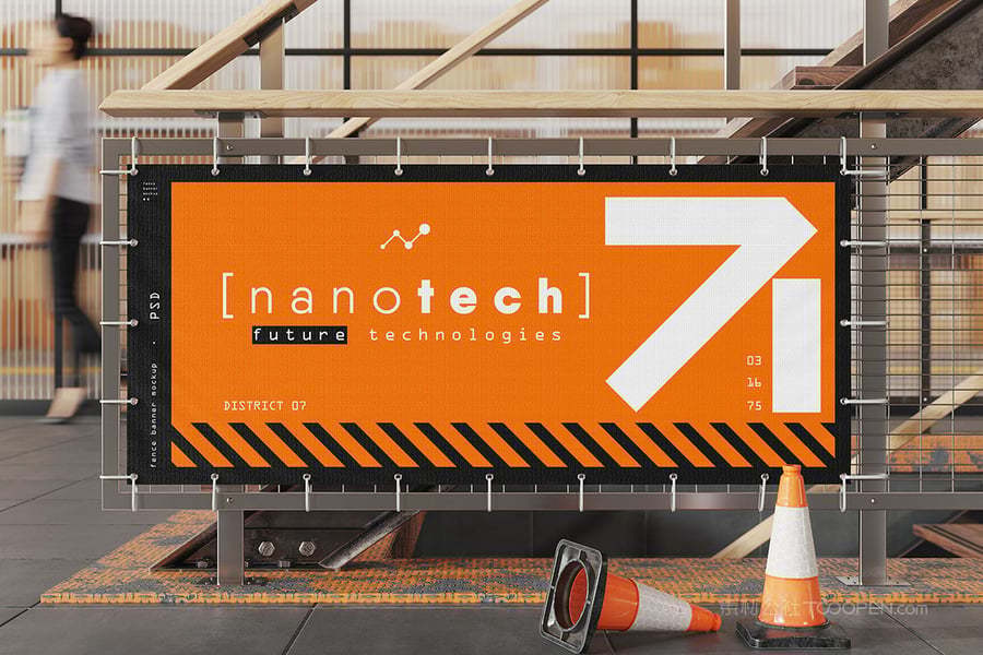 广告栅栏横幅样机