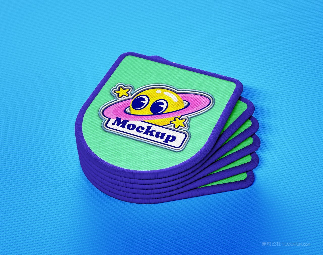 【1634期】卡通圆形方形六边形刺绣徽章样机 (22)