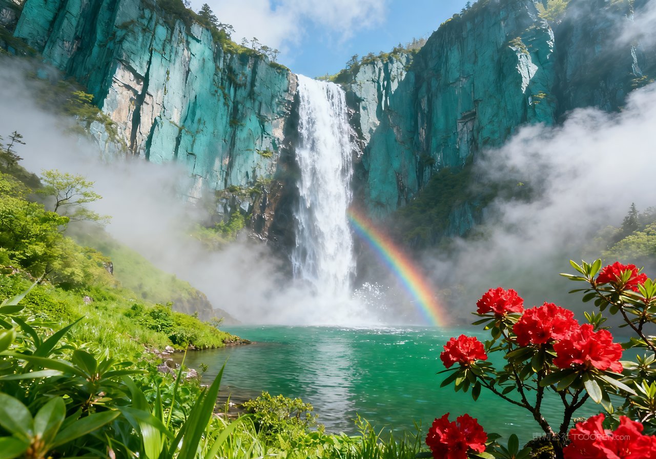 风景天空春意意境春天唯美河流自然山峰