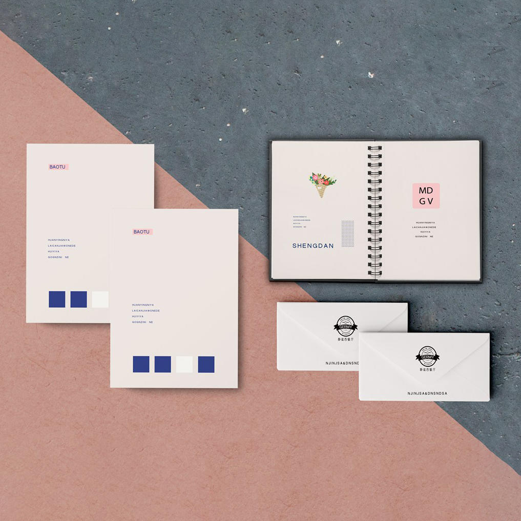 精致创意背景上的a4纸张笔记本内页样机