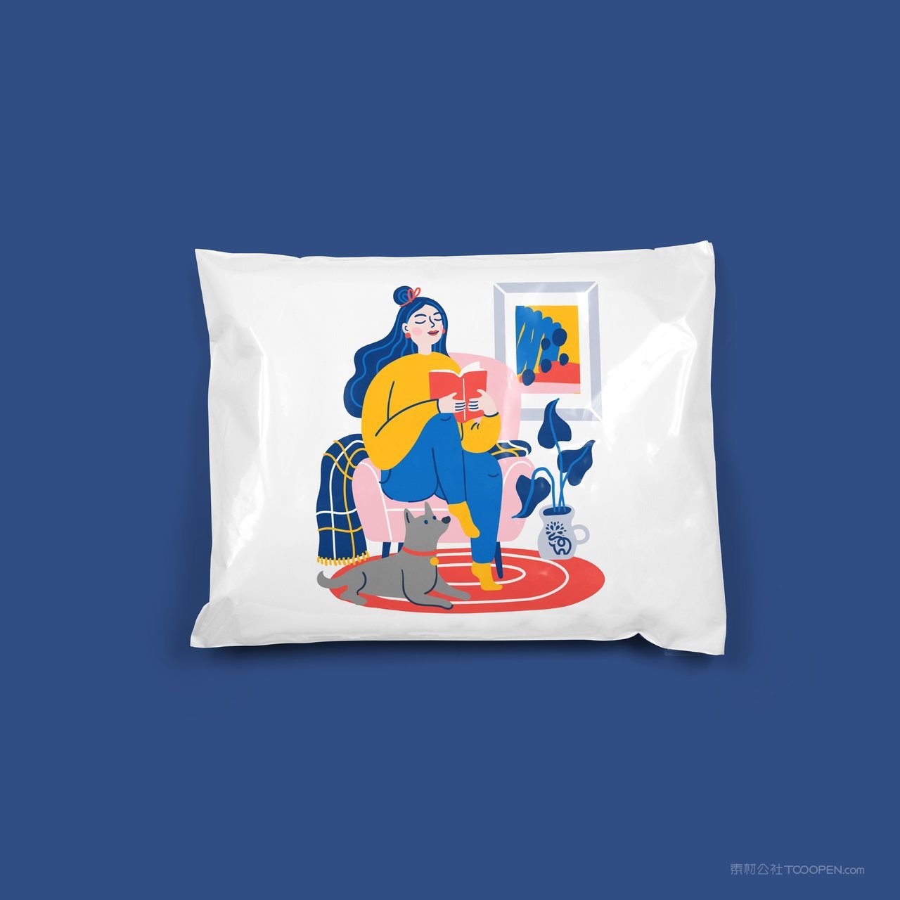 白色酒店枕头蓝色品牌vi展示贴图一键样机