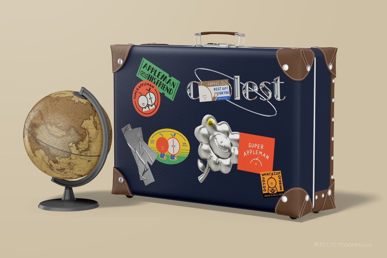 【1637期】复古手提行李箱样机 (5)