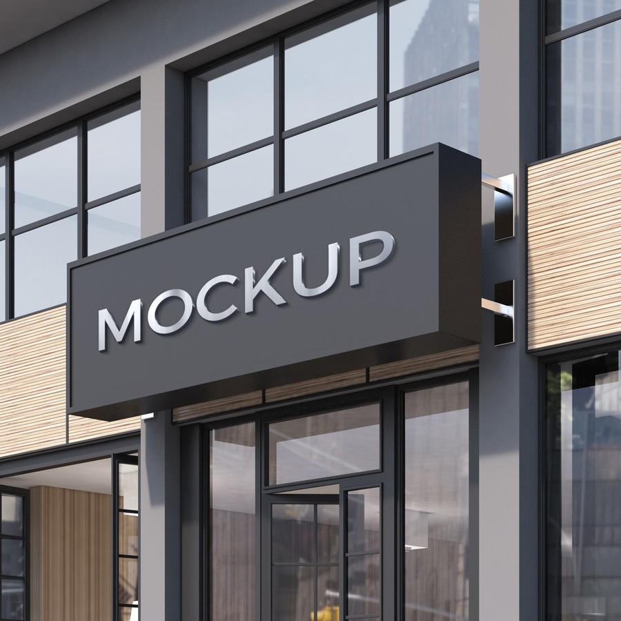 咖啡饮品茶饮品牌店招店铺招牌vi形象LOGO展示样机 (6)