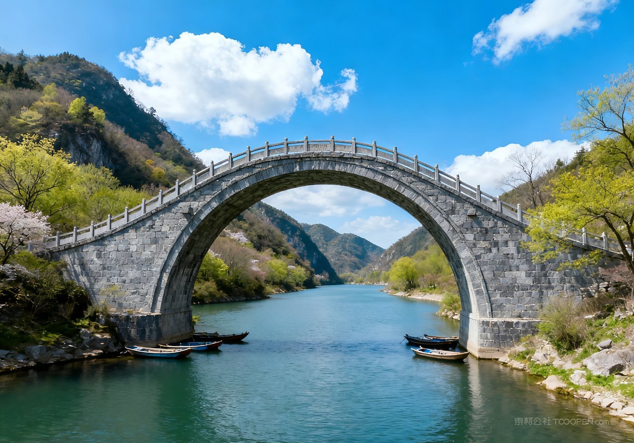 天空山峰河流山水春季唯美意境风景
