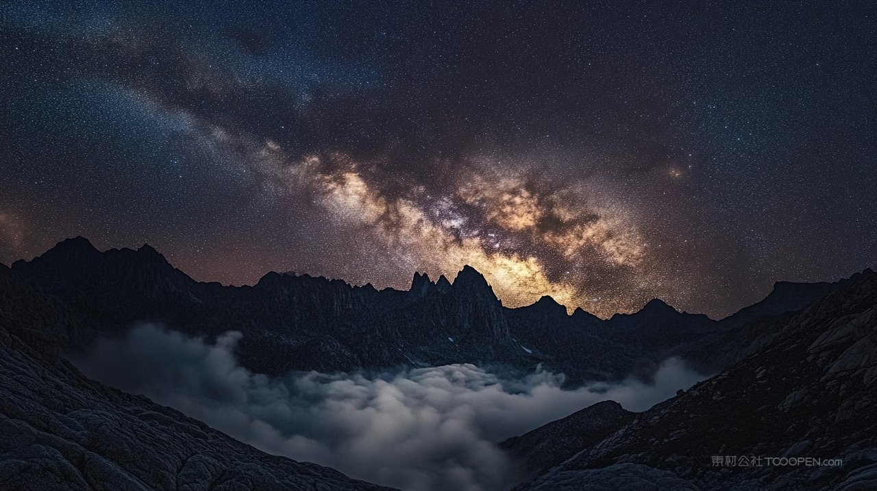 风景景色唯美天空群山山峰宁静自然山脉