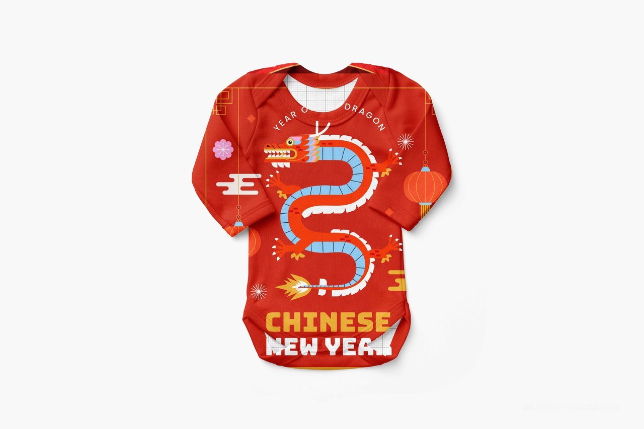 【1387期】2024年红色龙年婴儿抱背睡袋图案印花样机 (1)