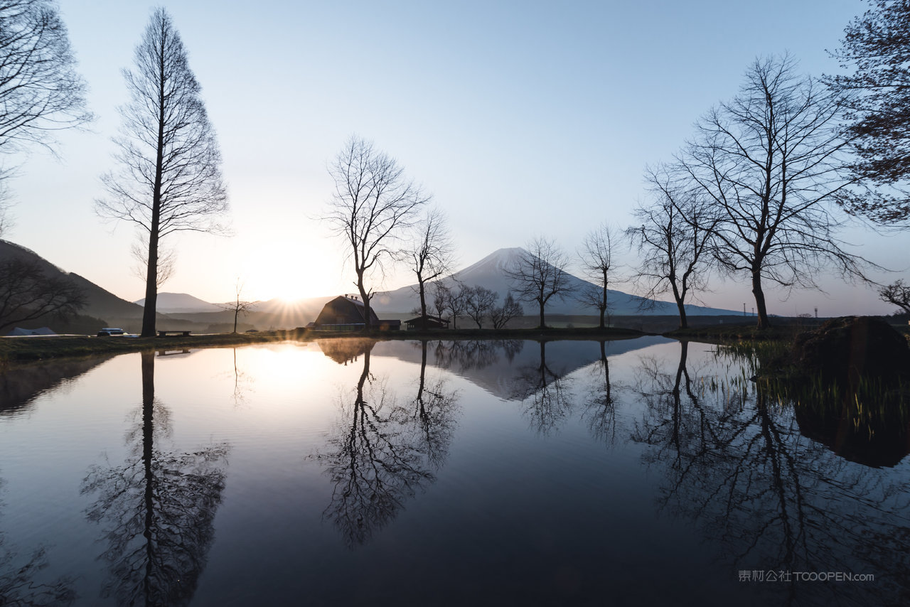 唯美日本富士山风景画