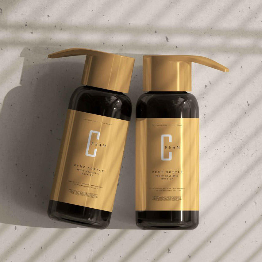 琥珀色玻璃泵瓶样机