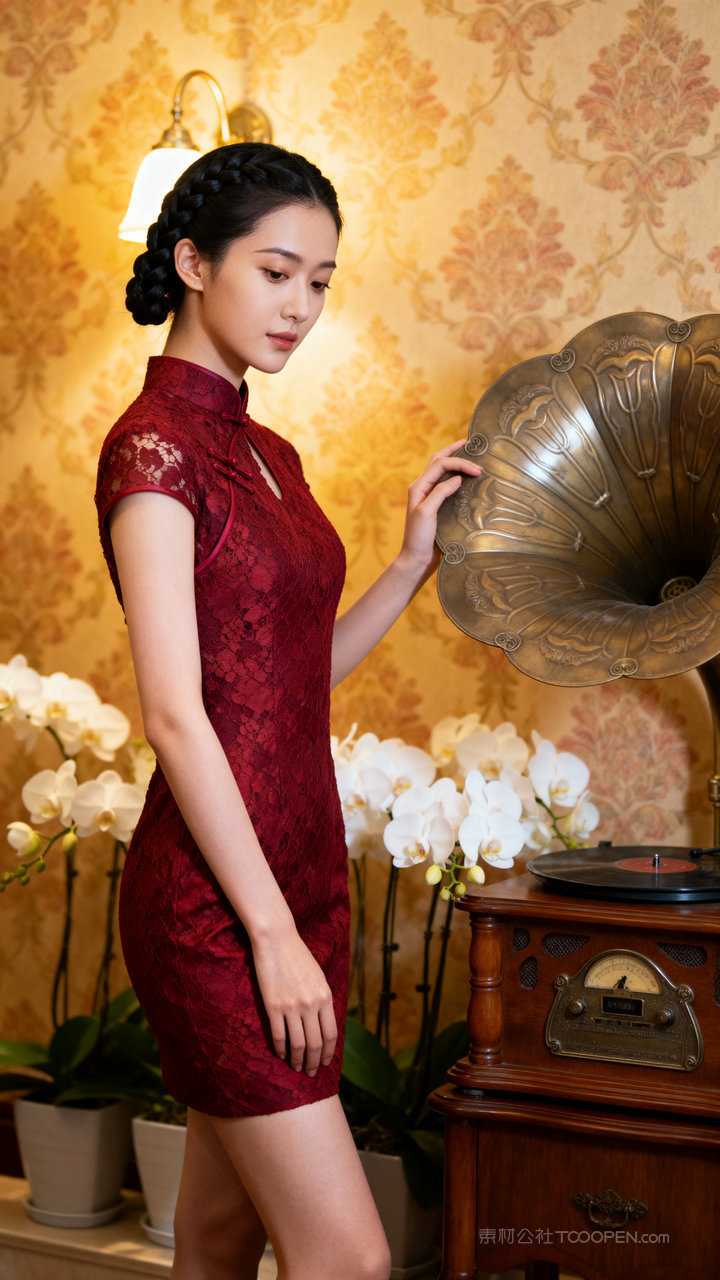 美女旗袍女性气质长腿性感模特