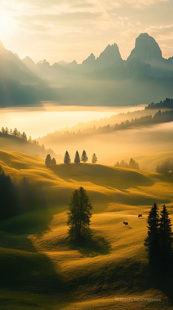 风景意境群山山峰唯美天空自然景观